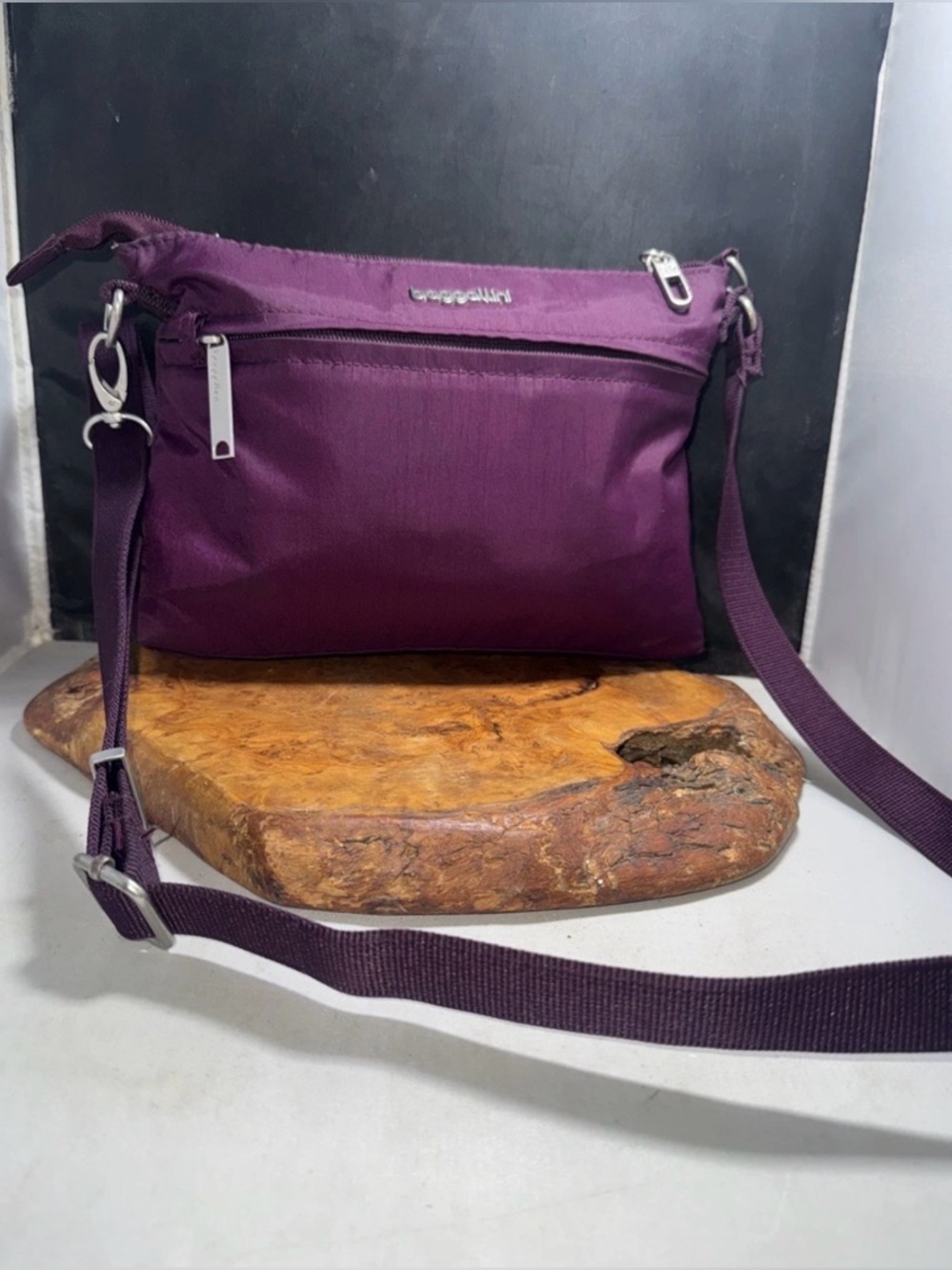 Baggallin Purple Nylon Crossbody Adjustable Strap RFID  Cross Body Bag
